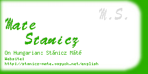 mate stanicz business card